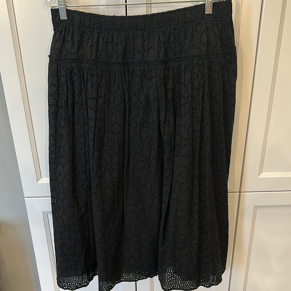 Madewell Elegant Black Eyelet Skirt